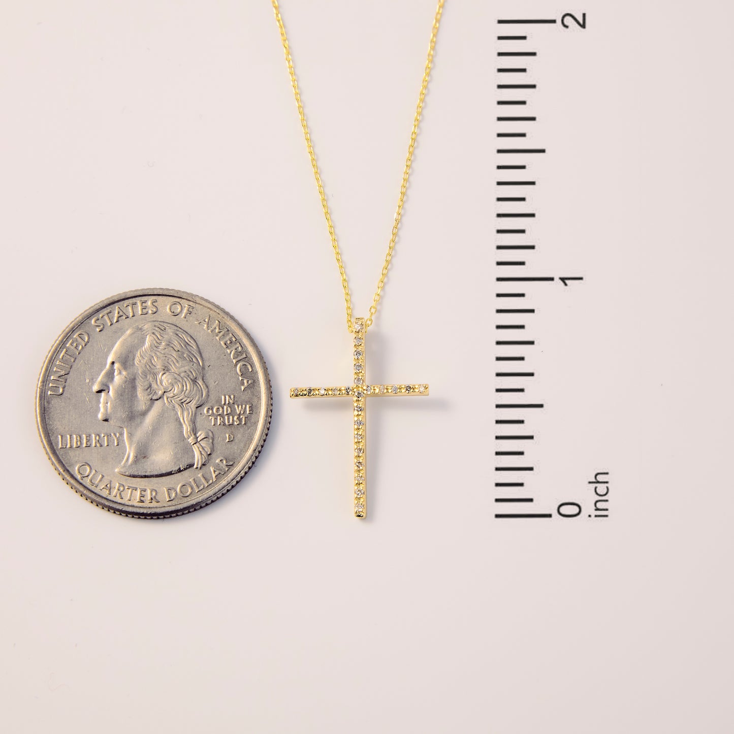 Diamond Pave Thin Cross Necklace