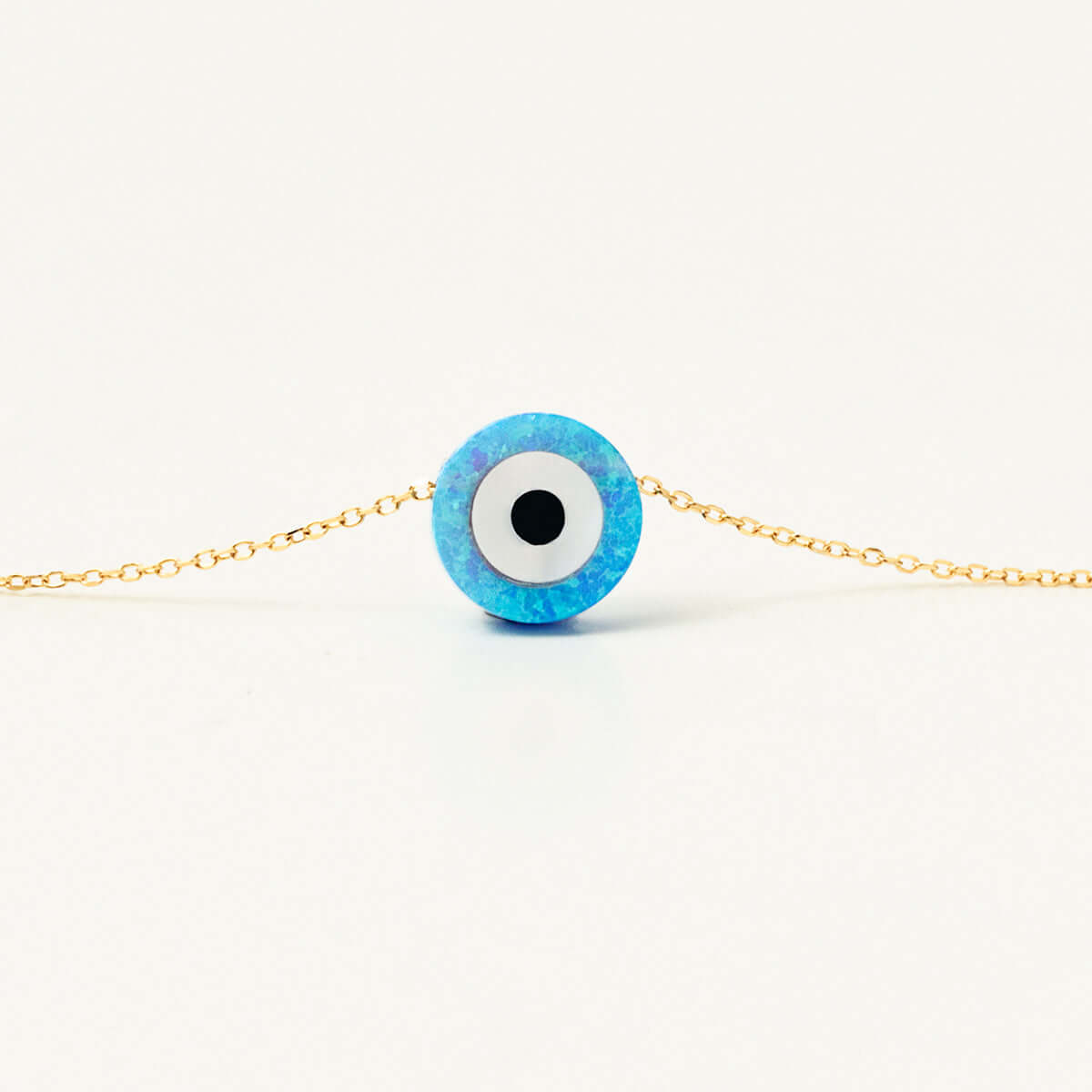 925 Vertical Evil hotsell Eye with Oval Shape Blue Opal and CZ Necklace