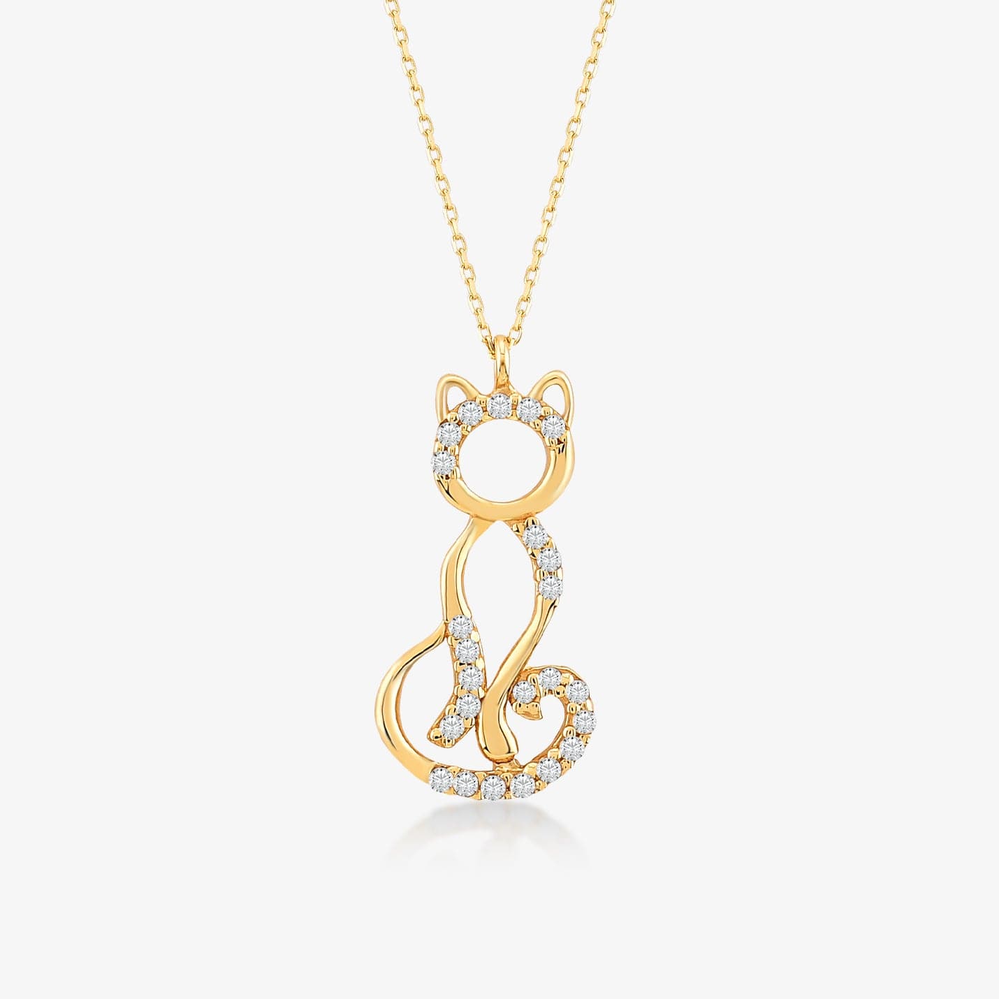 Small Cat Charm Pendant 14K store Yellow Gold