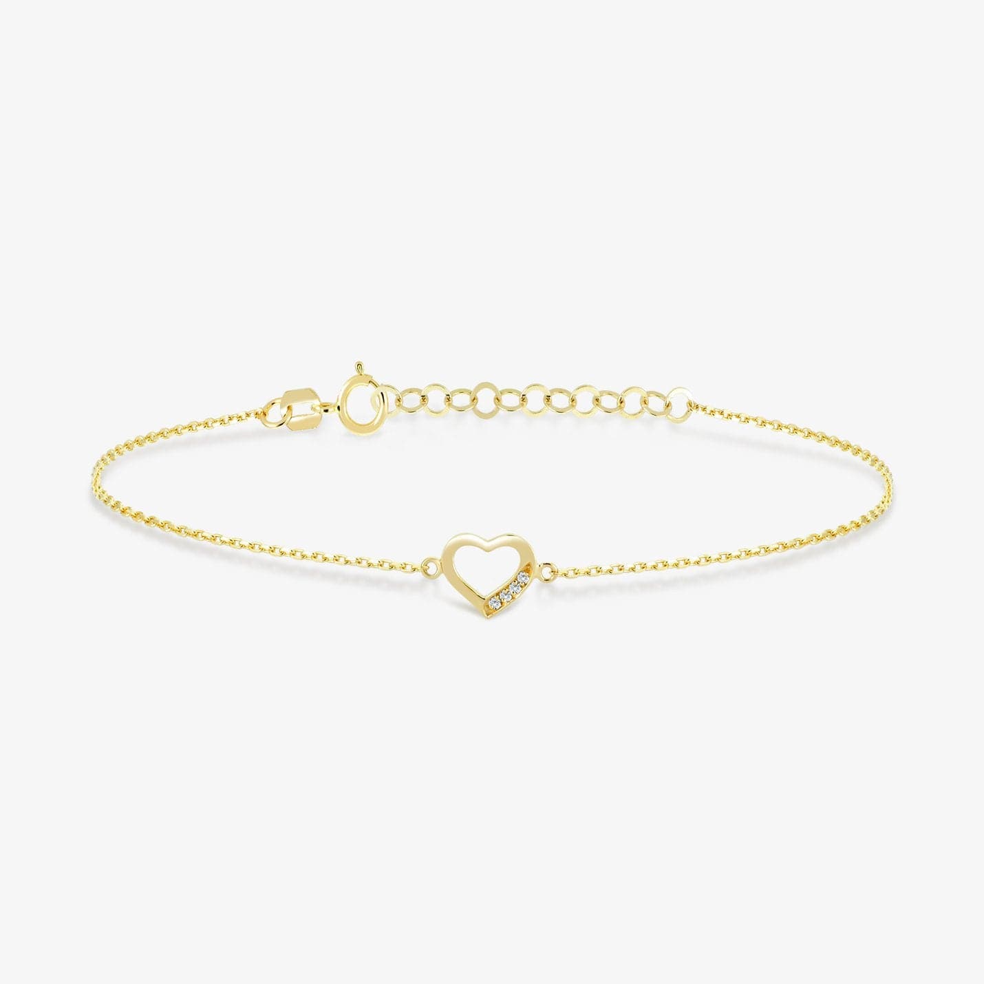 Small Heart Bracelet / 14k Solid Gold Heart Diamond / Dainty Diamond Heart Bracelet / Heart Bracelet shops / Bestfriend Gift / Thin Heart Bracelet