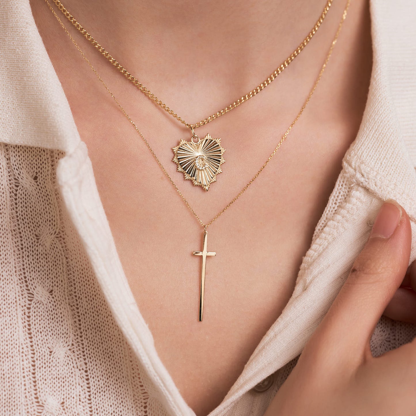 Thin Long Cross Necklace