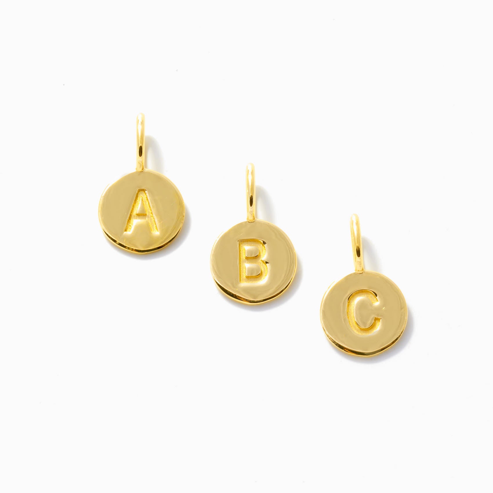 Gelin 10K Solid Gold Disc Initial Charm 10K Yellow Gold Letter