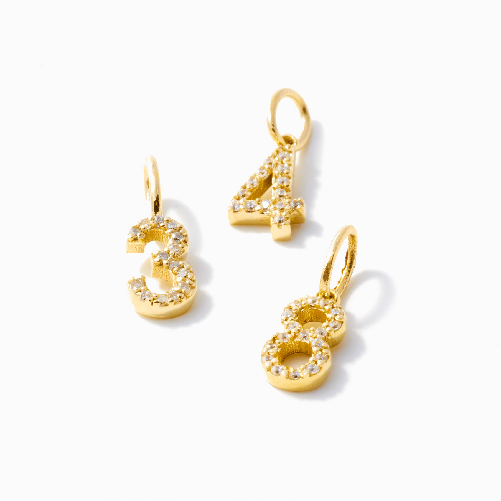 Diamond Number Charm Pendant - 14k Solid Gold - Gelin Angel Number