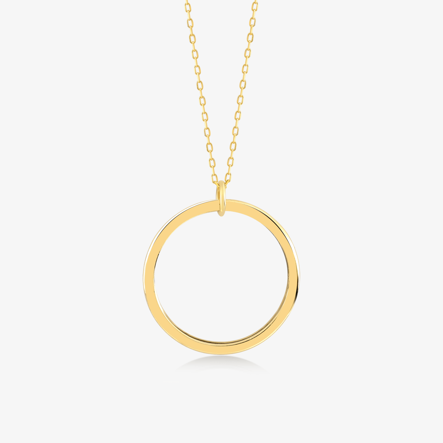 Gelin 14K Solid Gold Open Circle Necklace Circle Pendant