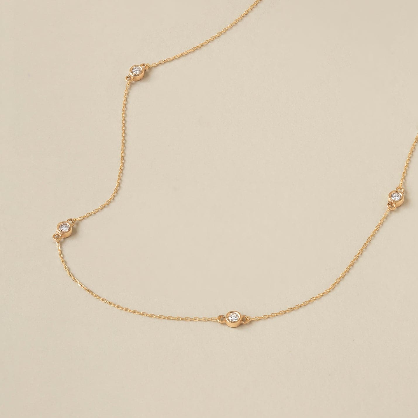 Solitiare Diamond Station Necklace