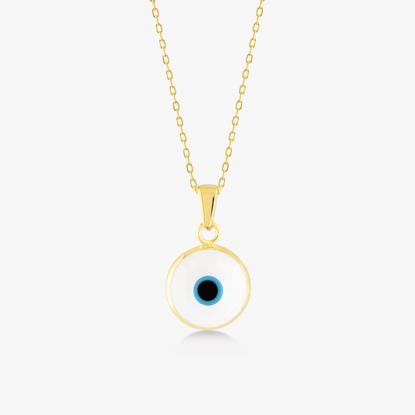 14k Real buy Gold evil eye white Pendant