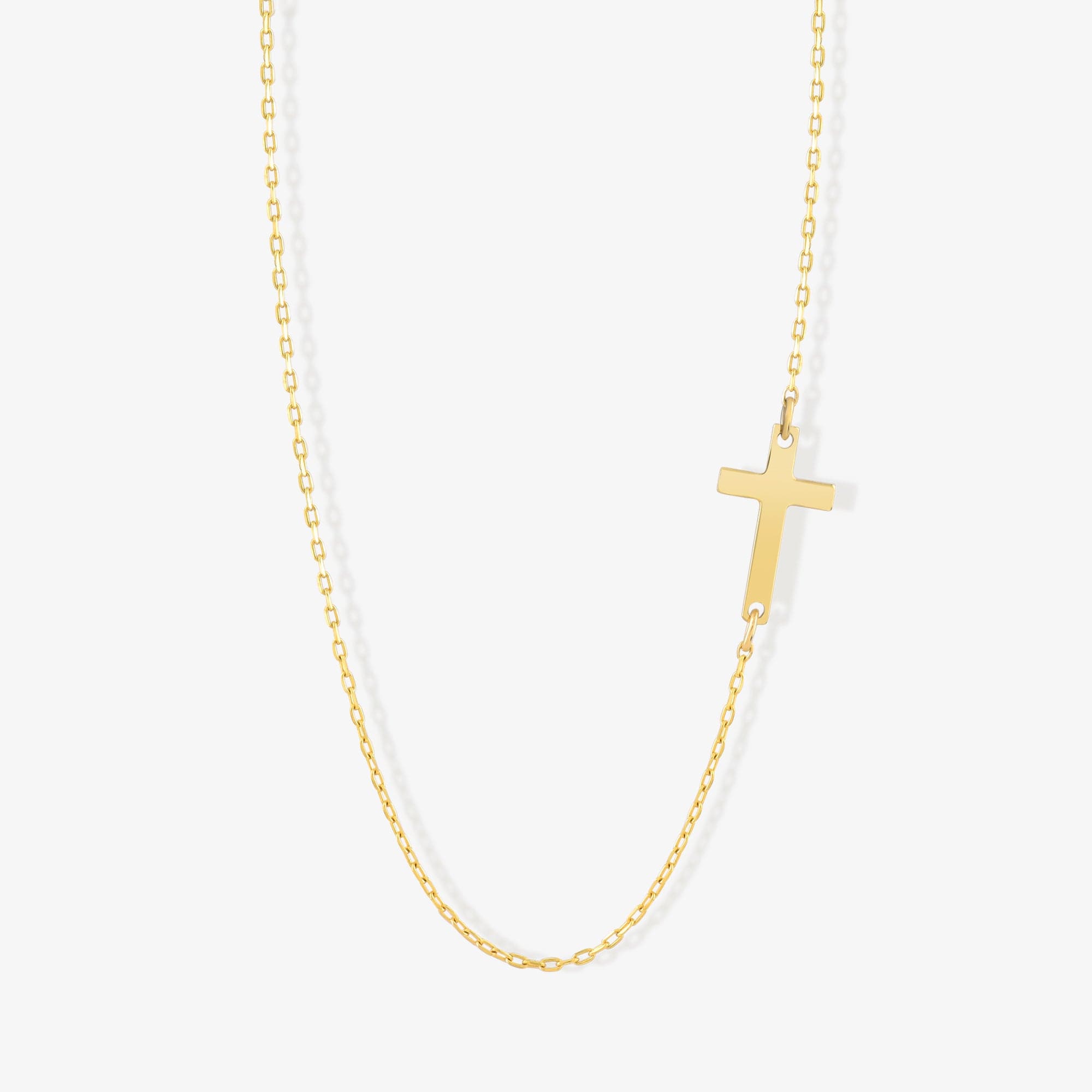 Sideways Cross Necklace in 10K Solid Gold – Gelin Diamond