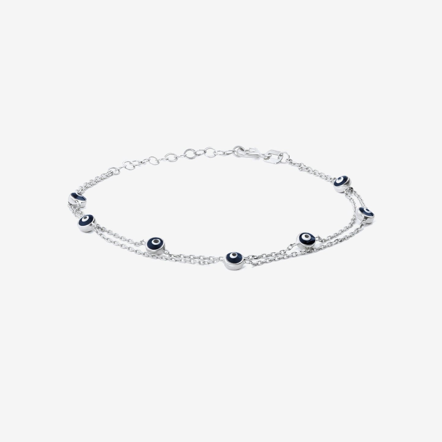 Double Strand Evil Eye Station Bracelet
