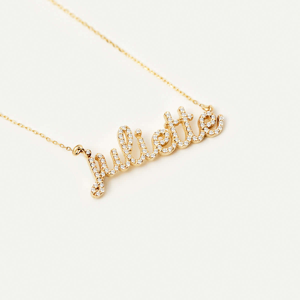 Gelin 10K Solid Gold Diamond Cursive Name Necklace Personalized