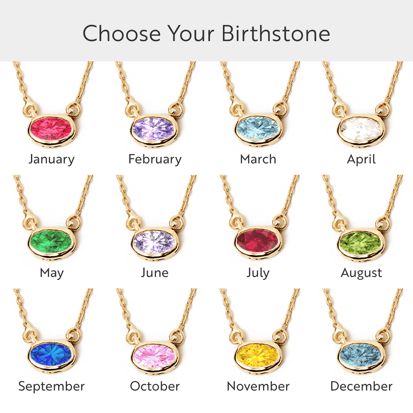 Oval Birthstone Necklace