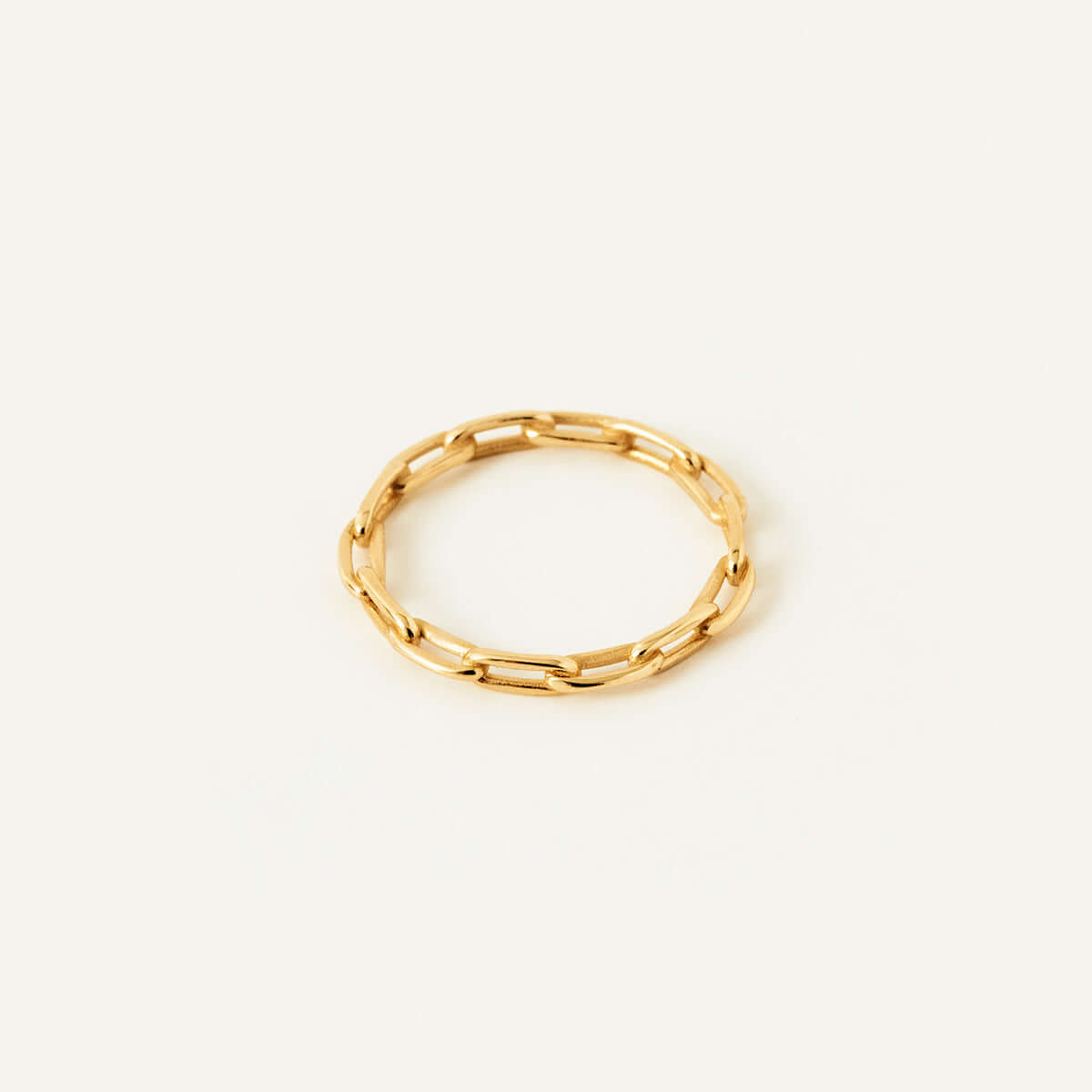 14K Yellow Gold - hot 2mm Paper Clip Chain Link Ring - size 8.5