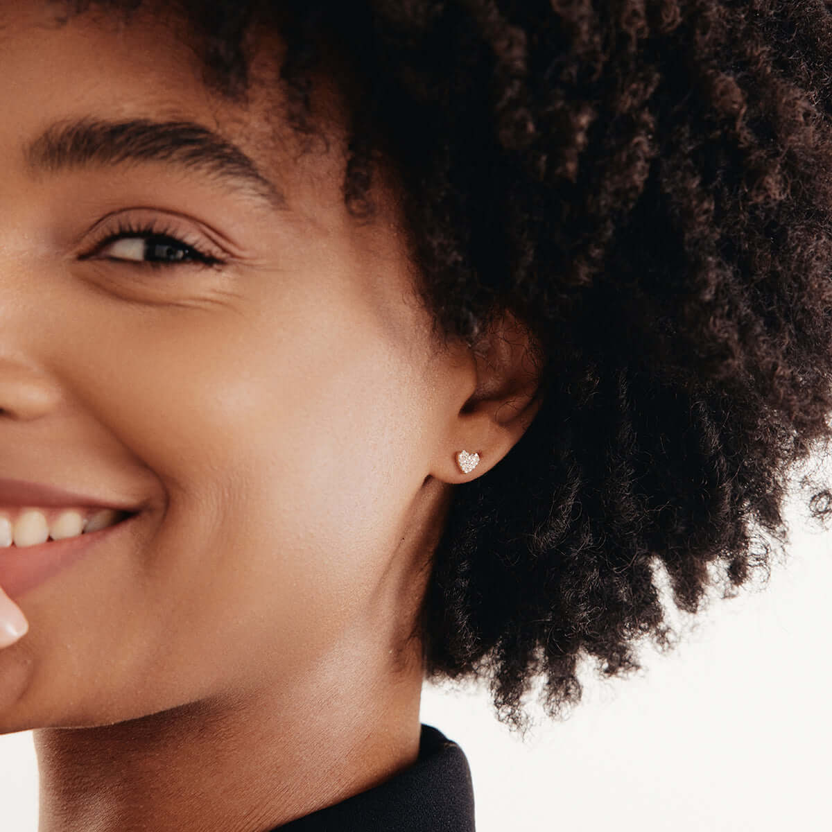 Diamond Pave Heart Stud Earrings