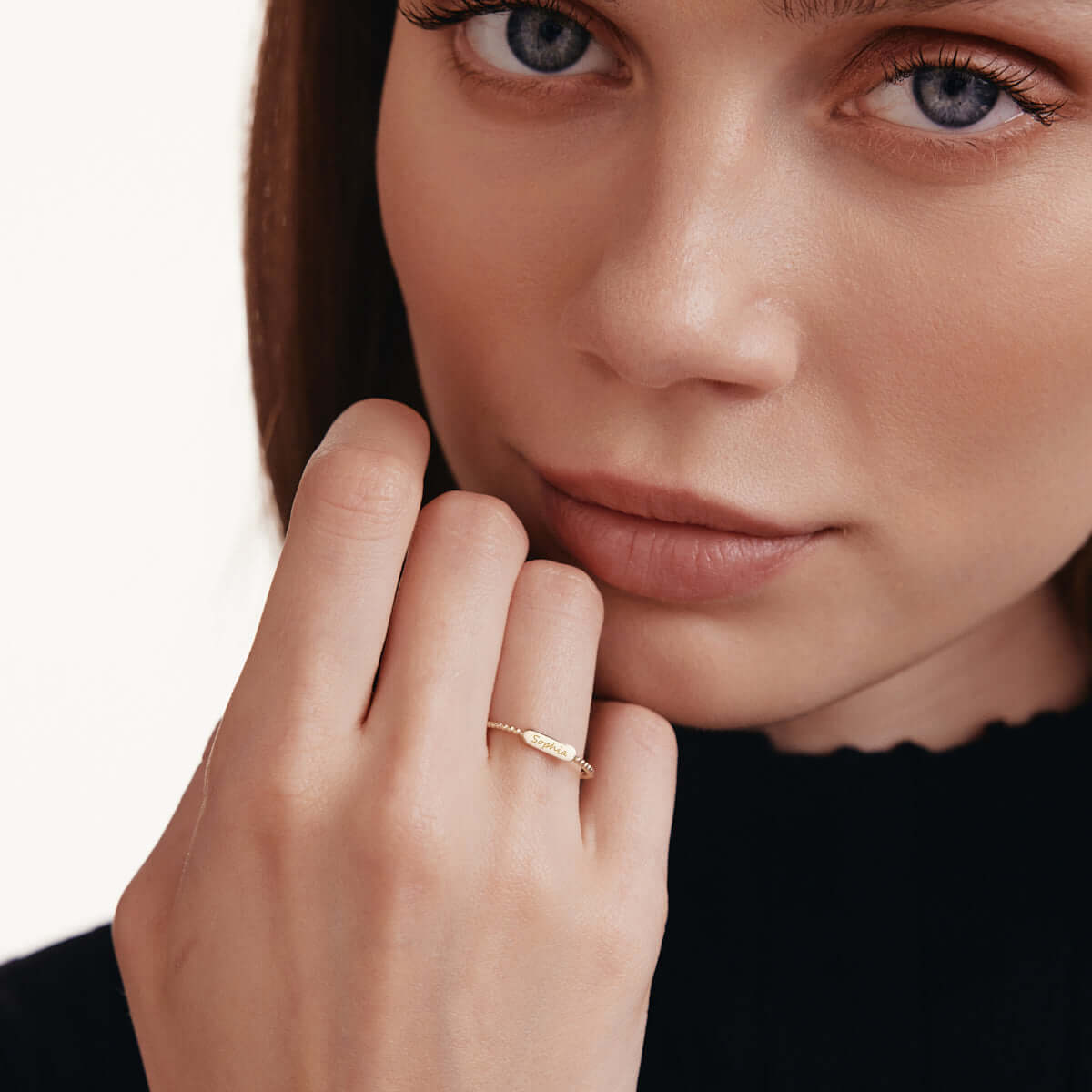 Customized Beaded Name Ring