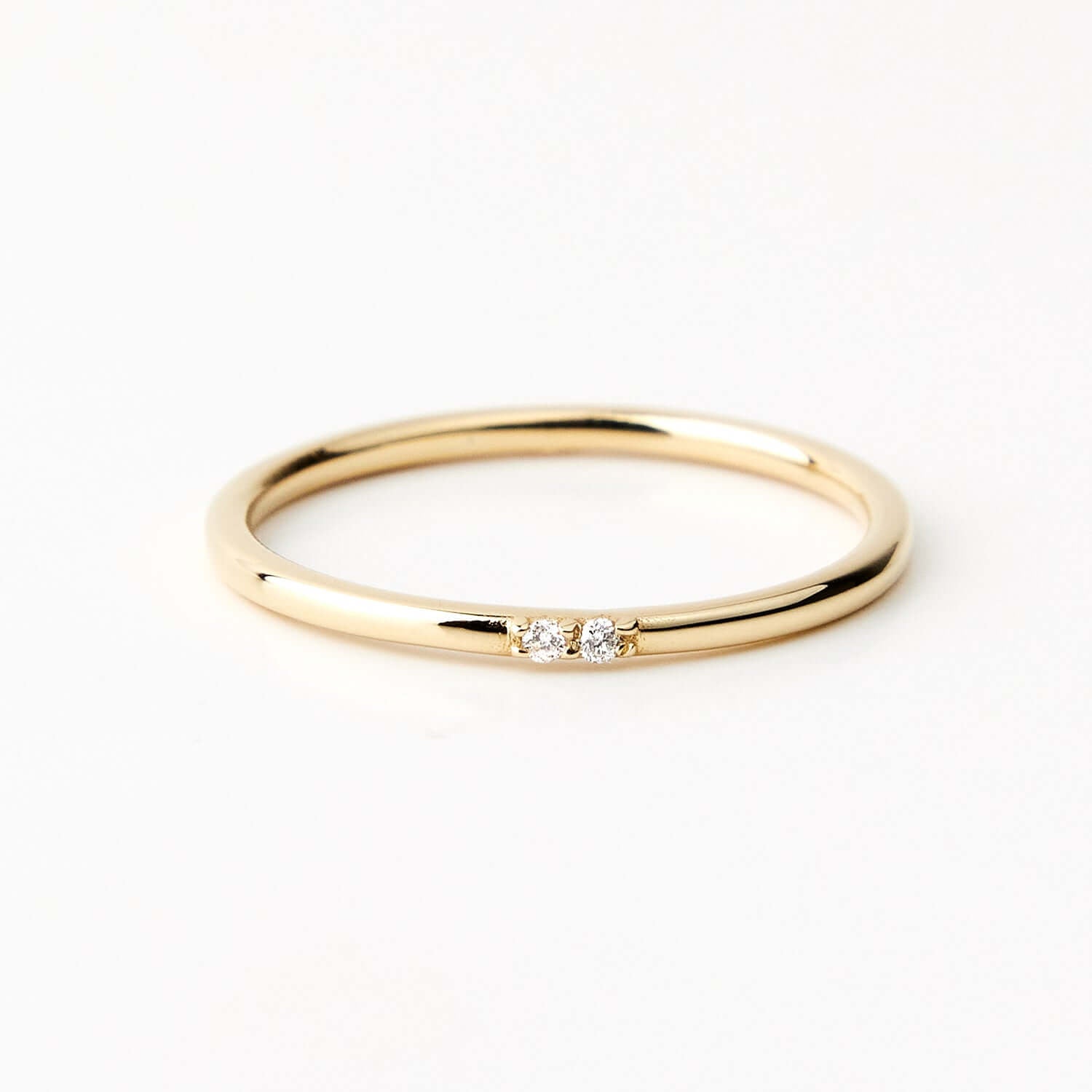 14k Solid Gold Simple Minimalist Diamond Ring, Wedding Band Ring in 14k Solid Gold, Diamond ZC Stackable Essential outlets Ring