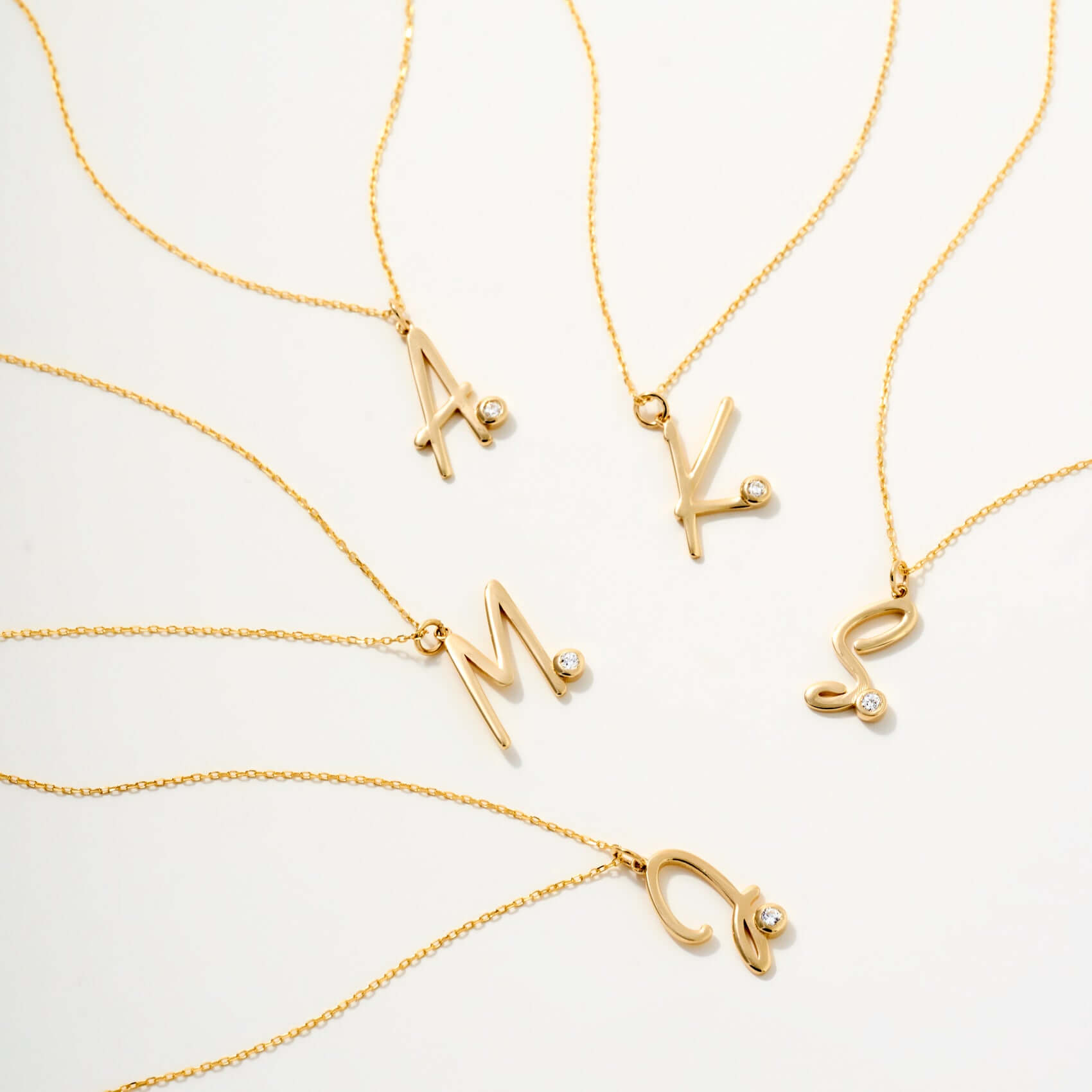 14K outlets 18K Solid Gold Initial Necklace, Handmade 