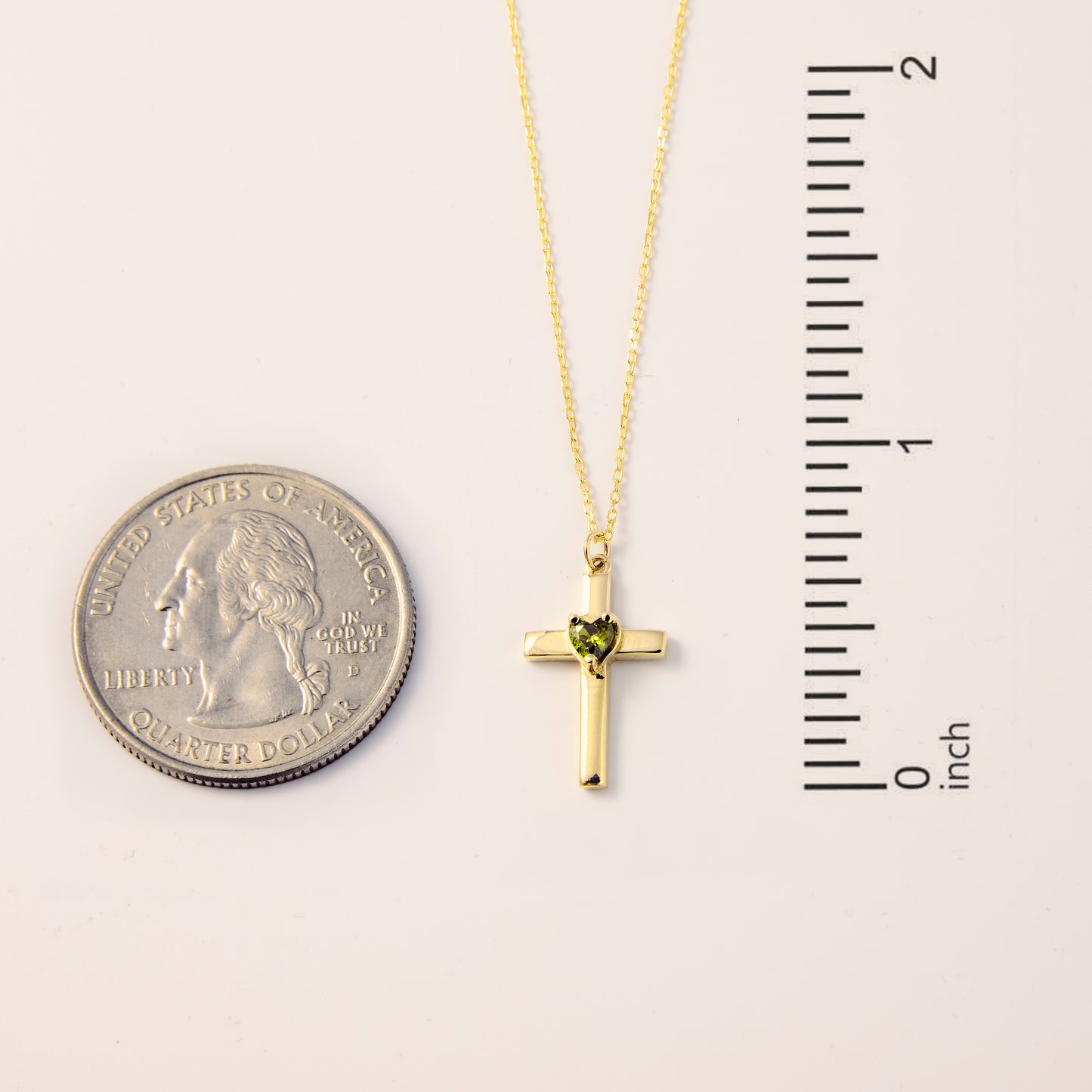 Birthstone Heart Cross Pendant Necklace