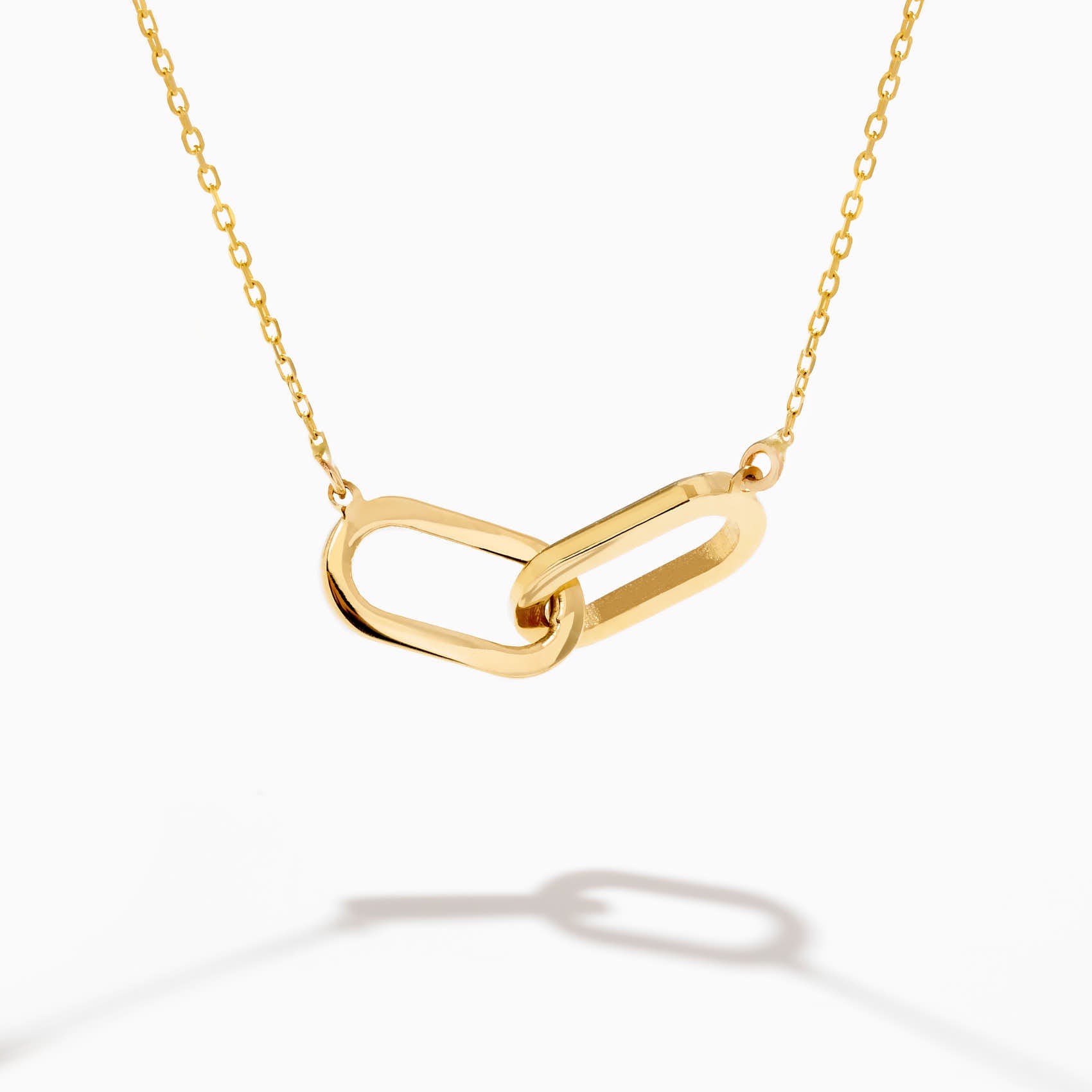 Gelin 14K Solid Gold Intertwined Linked Necklace Paperclip