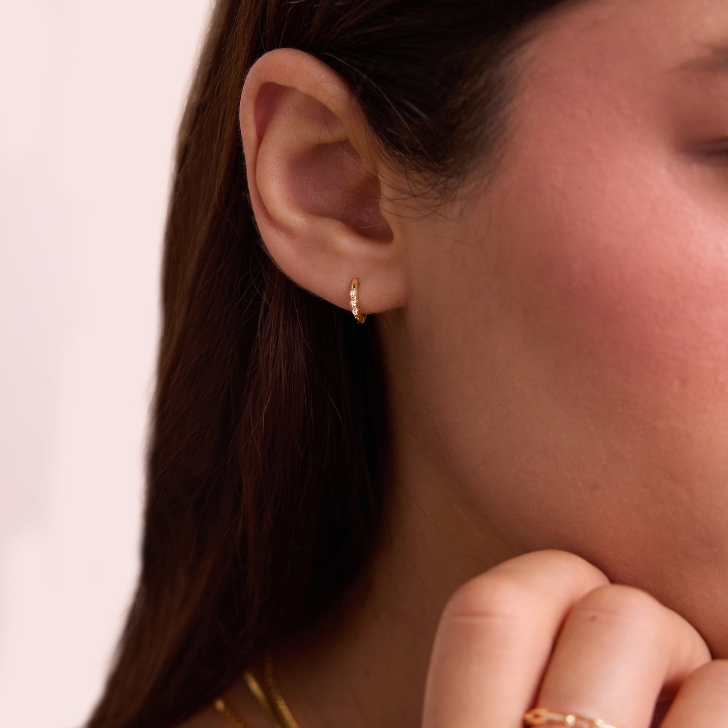 Dainty 3-Stone Hoop Earrings