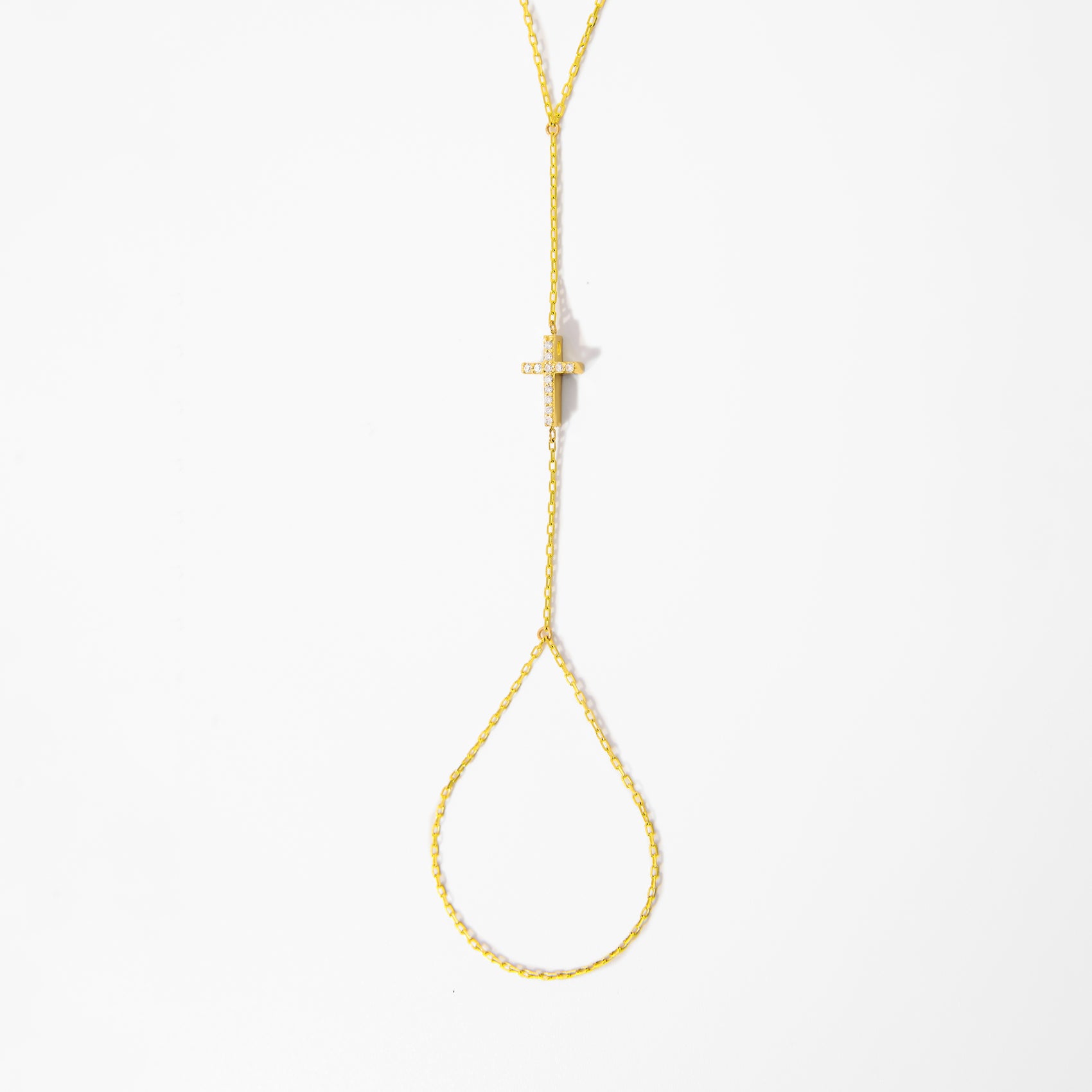 GELIN Diamond Cross Hand Chain Bracelet in 14K Solid Gold – Gelin