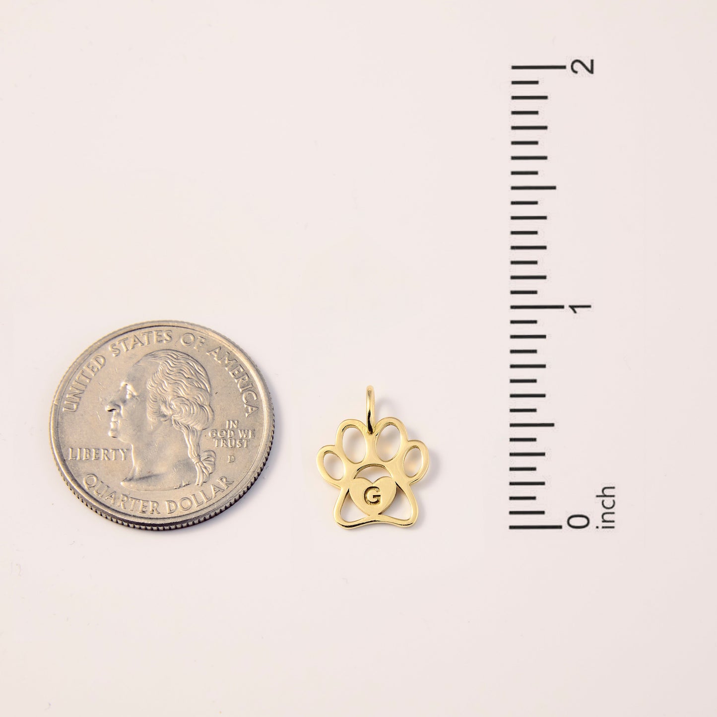 Initial Engraved Paw Print Charm