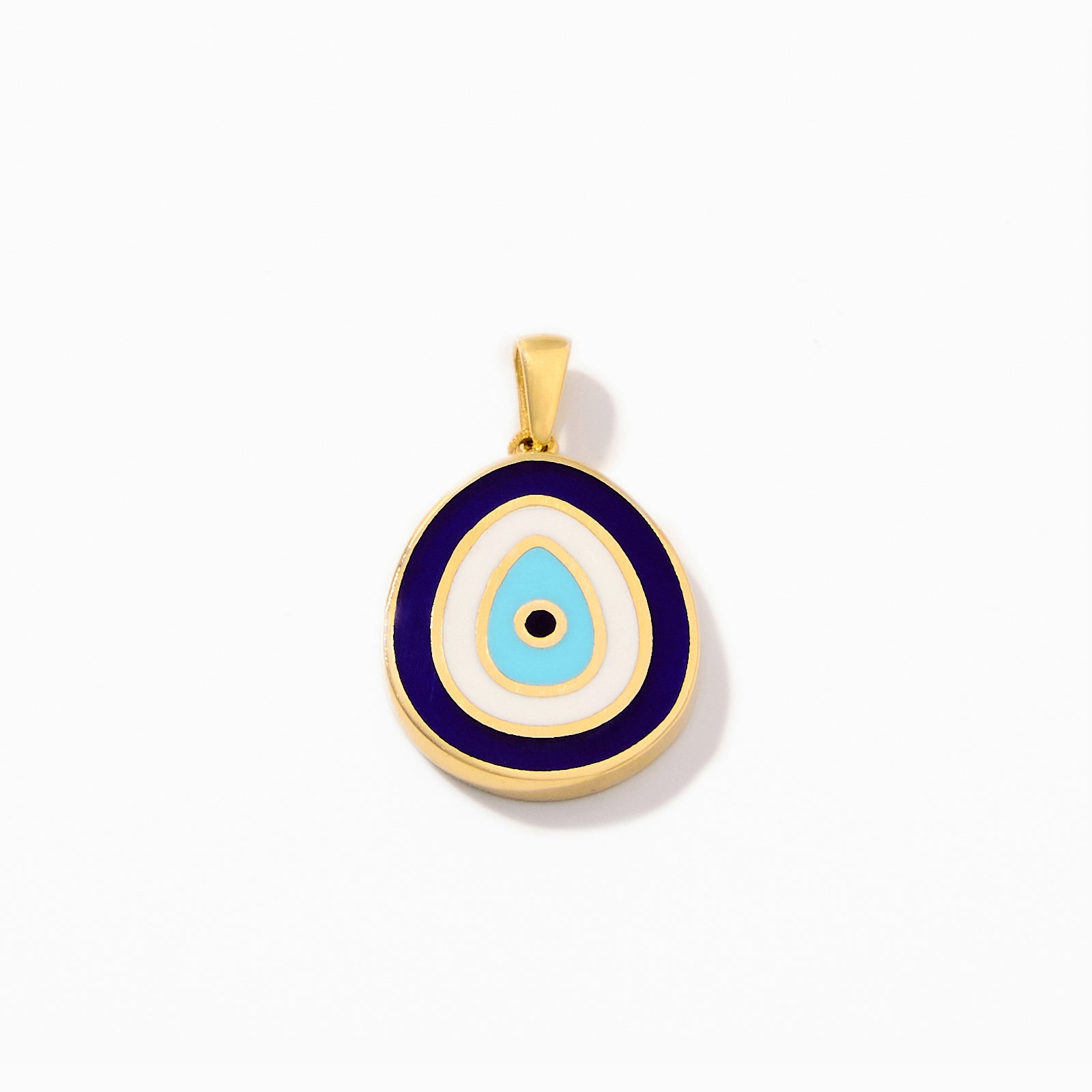Bold Evil Eye Pendant - 14k Solid Gold - Gelin Evil Eye Necklace