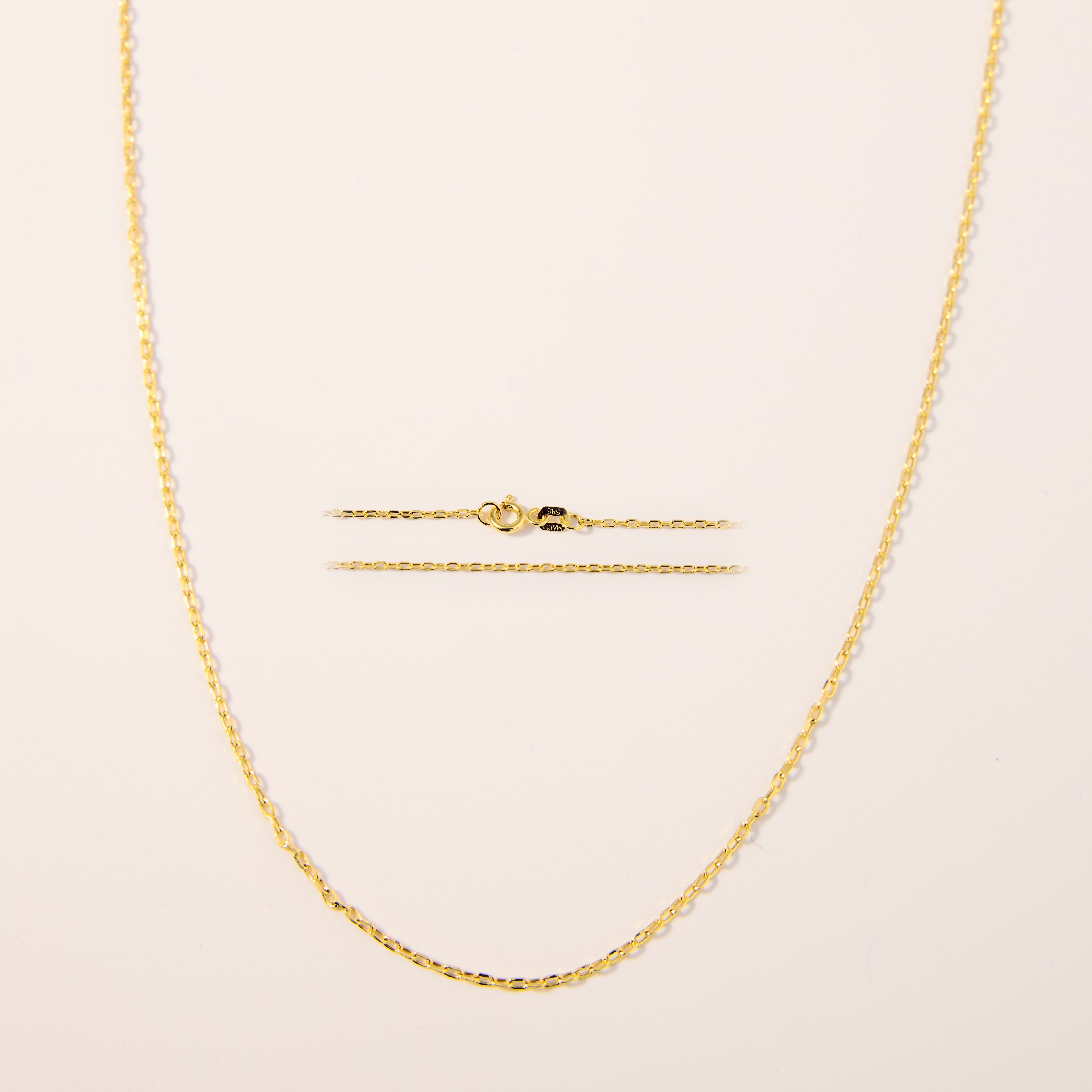 GELIN Solid 10K Gold Dainty Wheat (Spiga) Chain Necklace - for Men