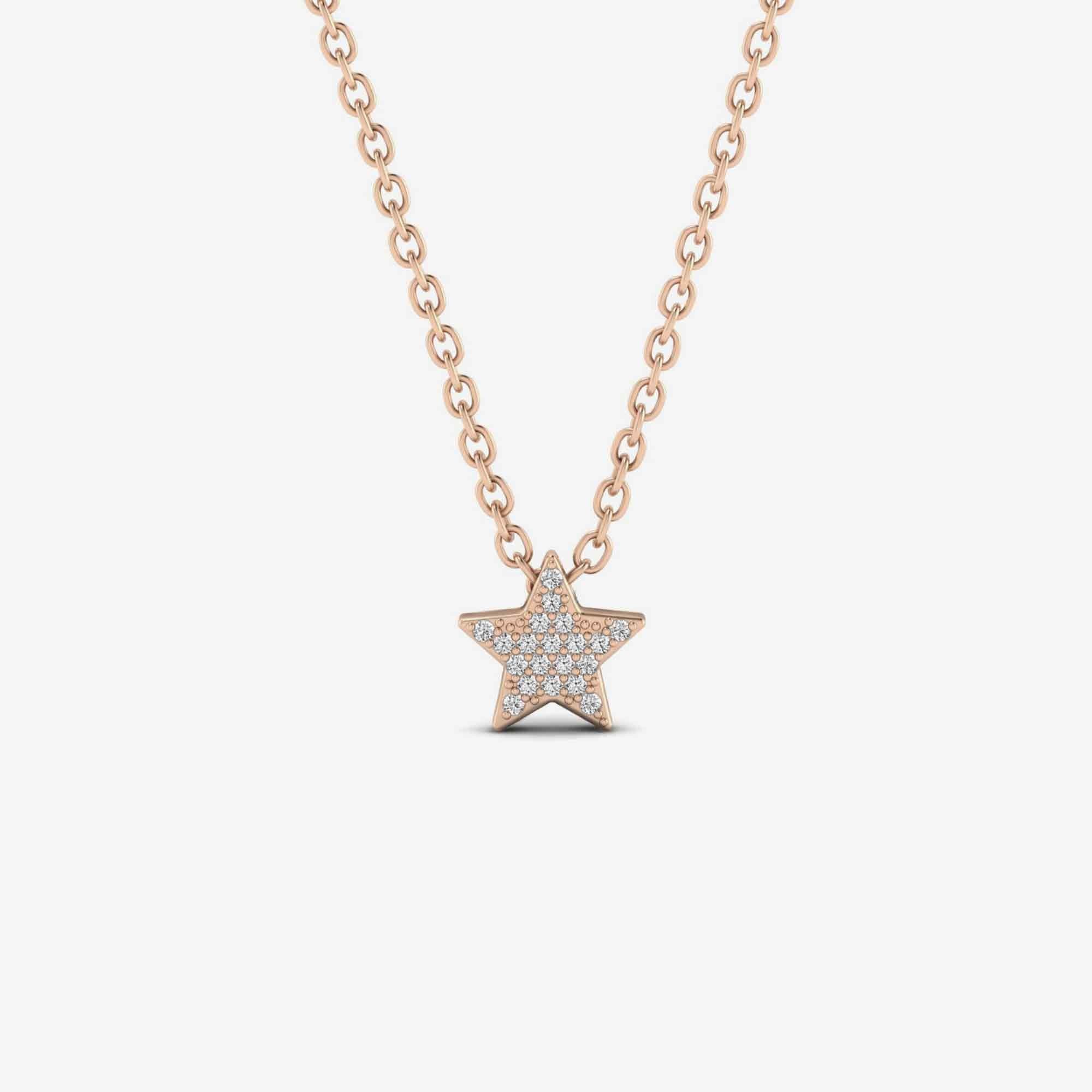 Diamond Star Necklace in 14k Rose Gold