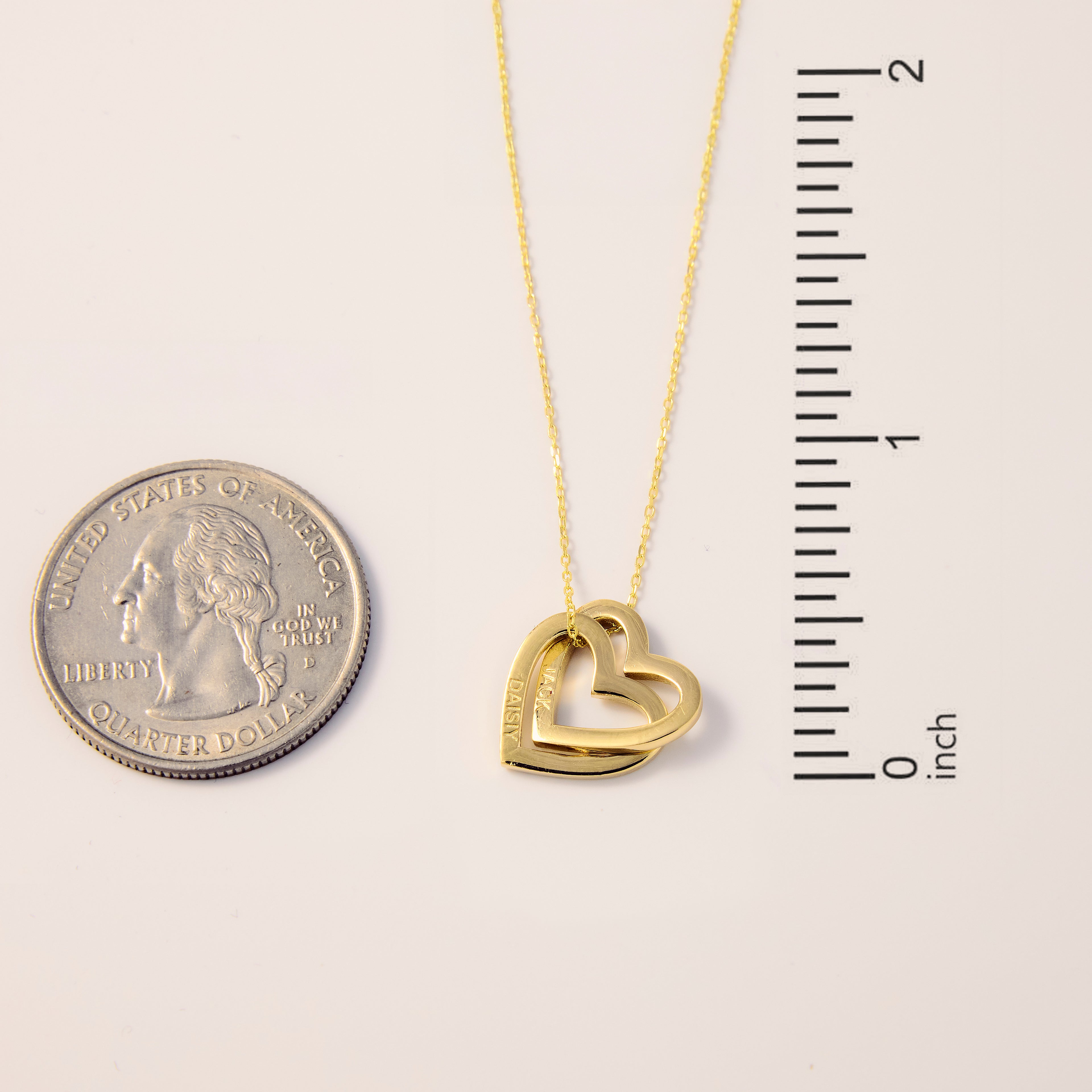 Engraved Two Heart Necklace