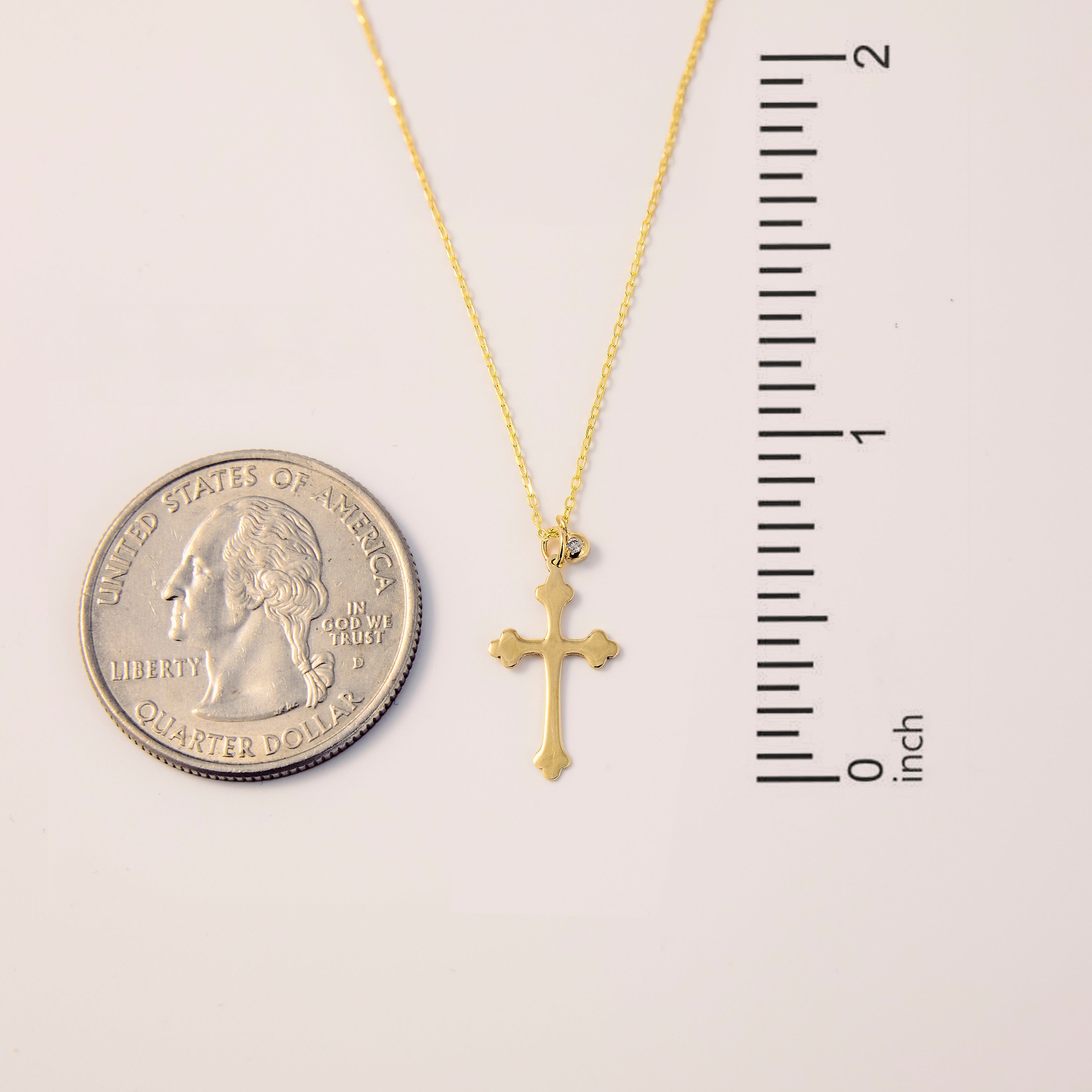 Diamond Budded Cross Necklace