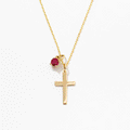 Cross Birthstone Necklace