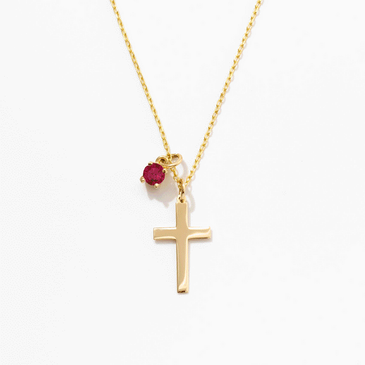 Cross Birthstone Necklace