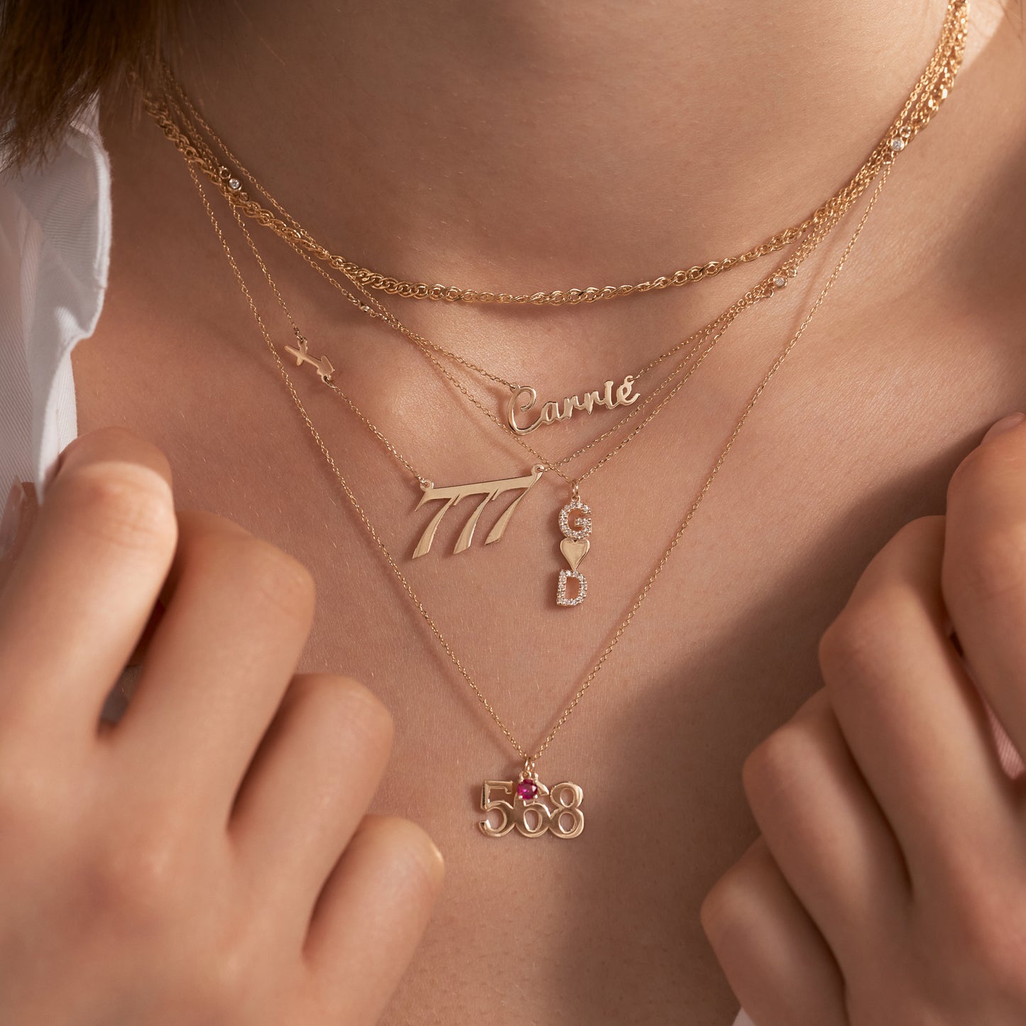 Personalized Number-Year-Date and Zodiac Necklace in 14k Solid Gold