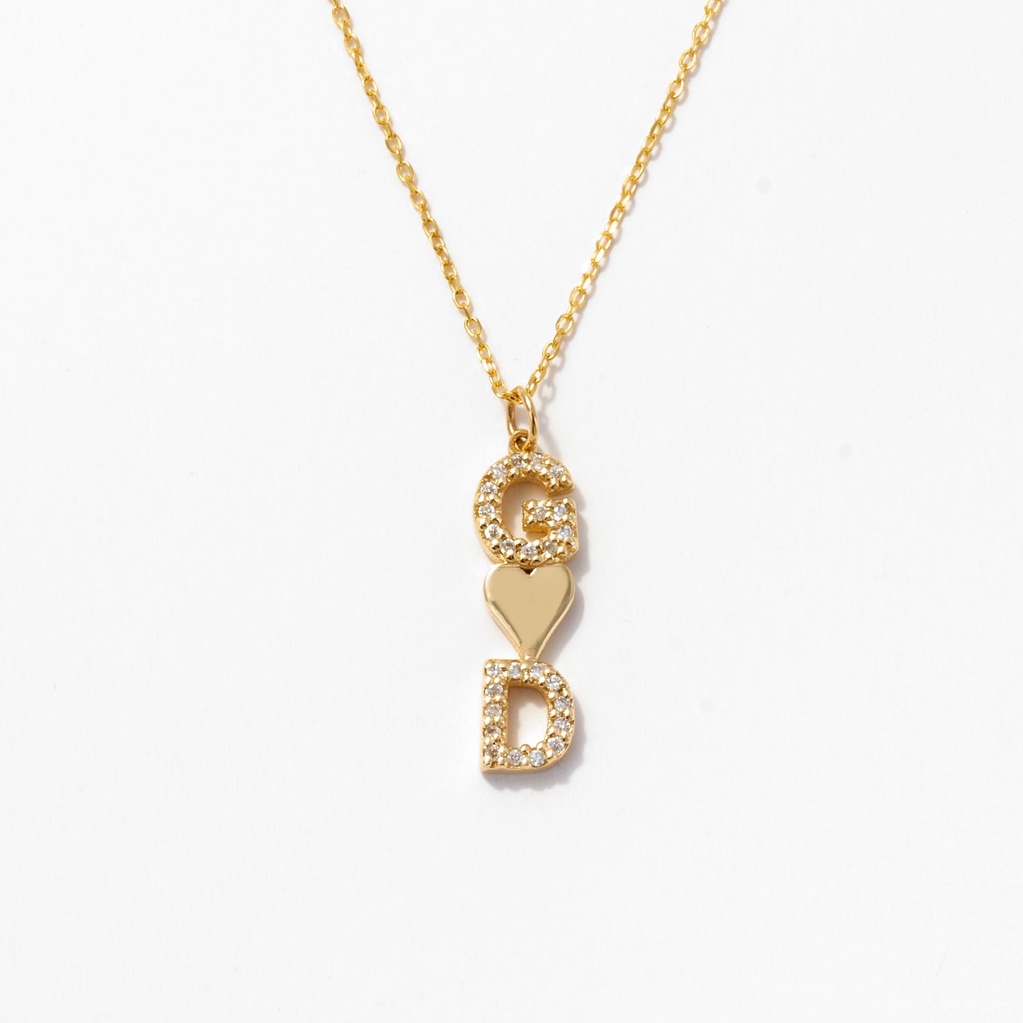 Diamond Couple Initial Necklace in 14k Solid Gold