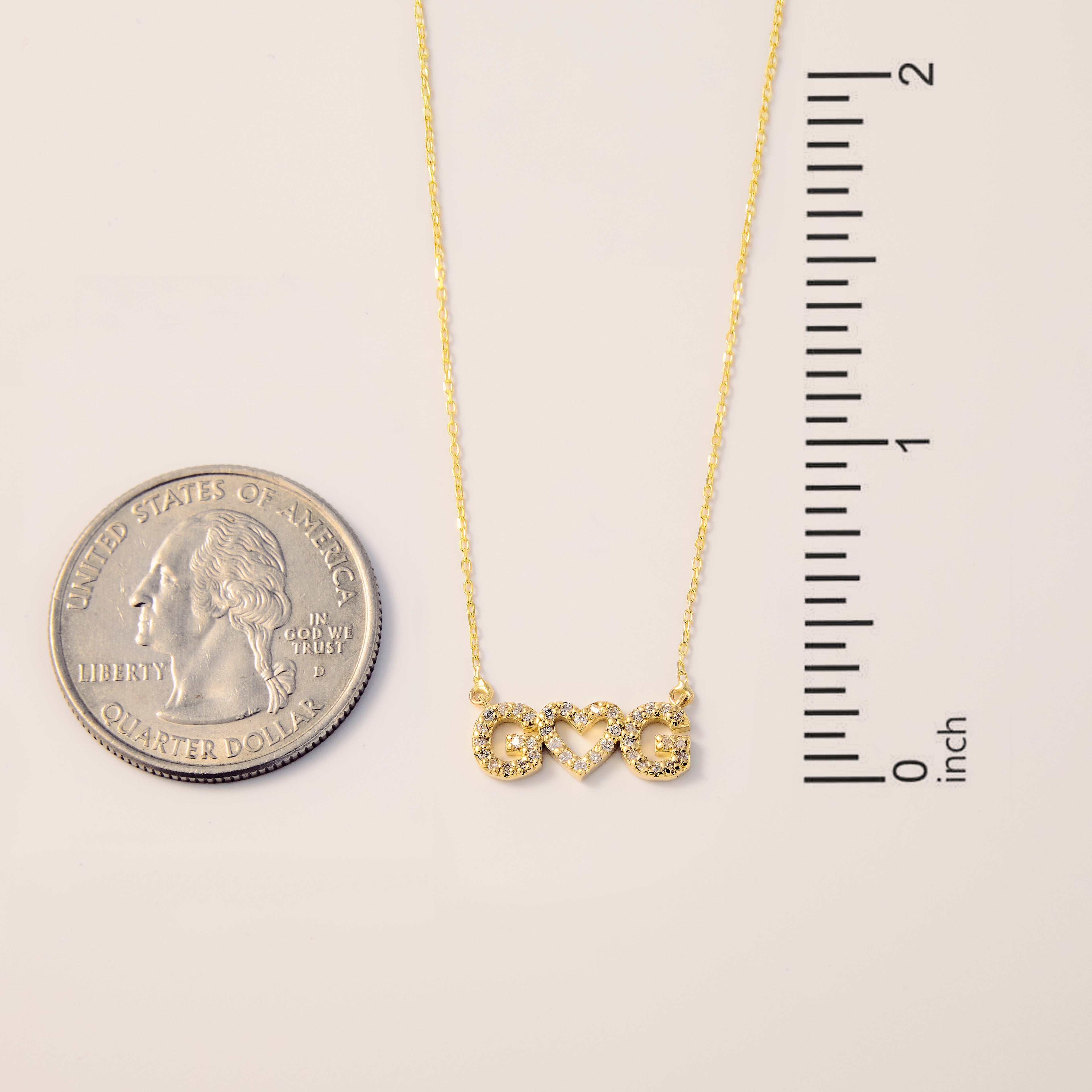 Diamond Couple's Initial Heart Necklace