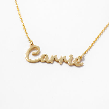 Diamond Station Carrie Name Necklace in 14k Solid Gold