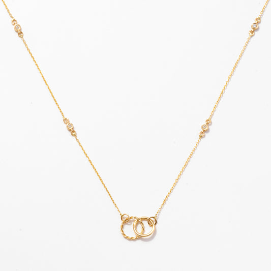 Interlocking Circle with Diamond Station Necklace