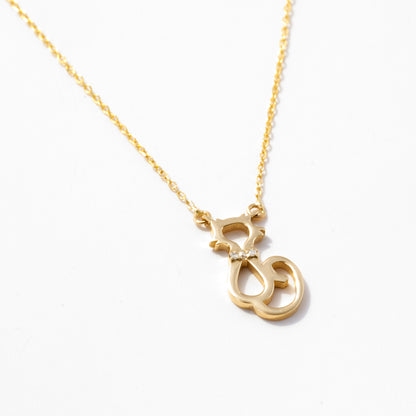 Diamond Cat Necklace in 14k Solid Gold