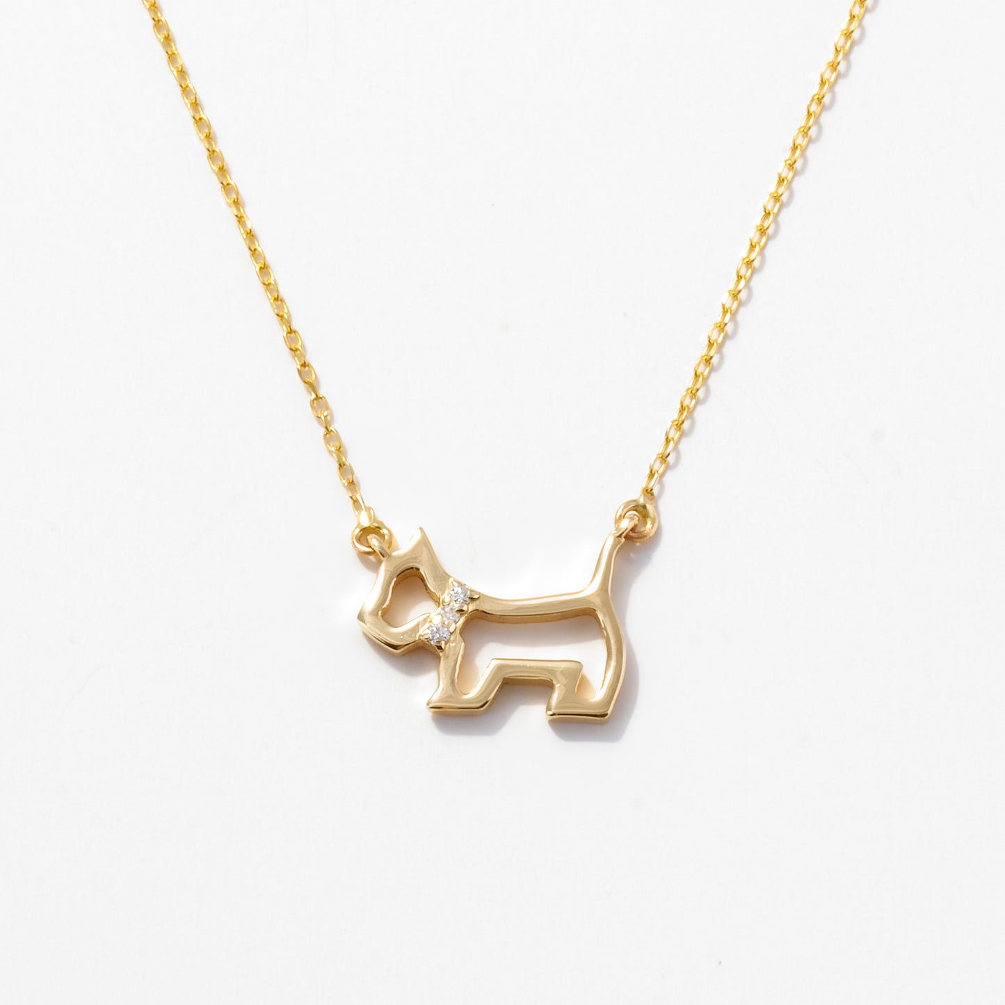 Diamond Dog Necklace in 14k Solid Gold