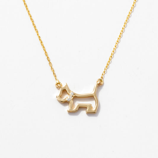 Diamond Dog Necklace in 14k Solid Gold