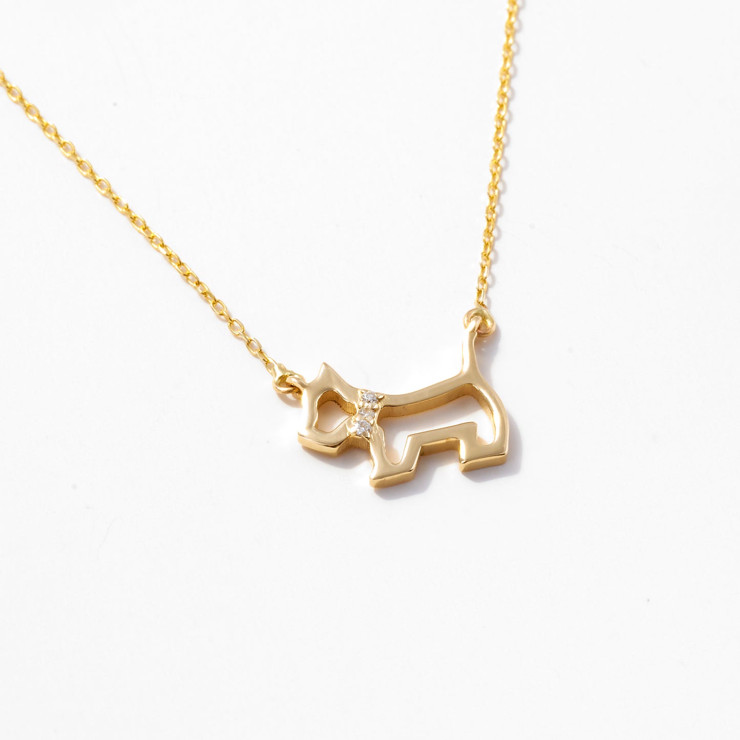 Diamond Dog Necklace in 14k Solid Gold