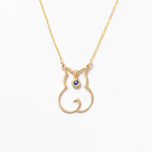 Teddy Bear with Birthstone Necklace in 14k Solid Gold