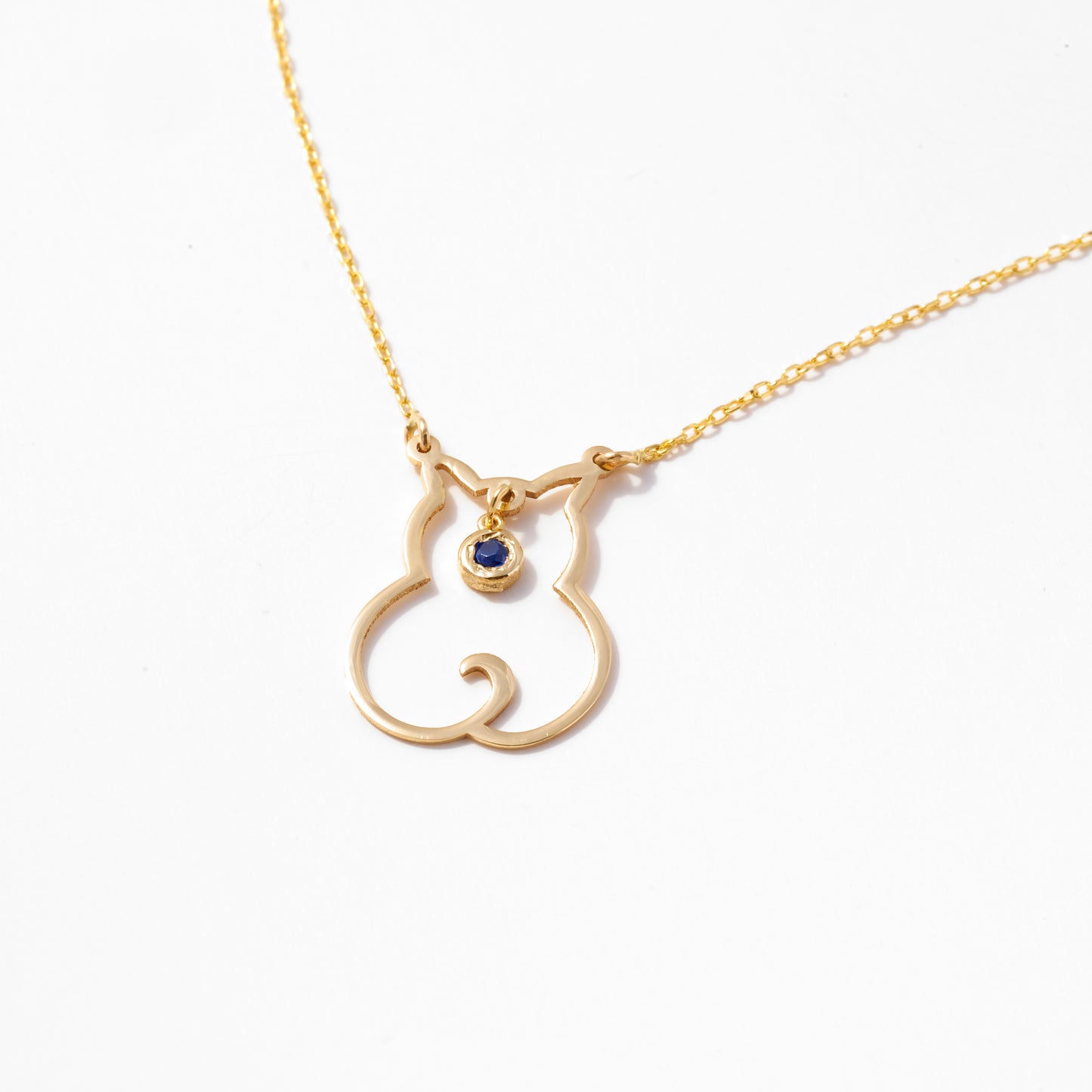 Teddy Bear with Birthstone Necklace in 14k Solid Gold