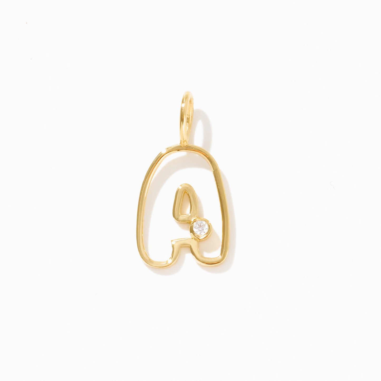 Diamond Letter A Charm in 14k Solid Gold