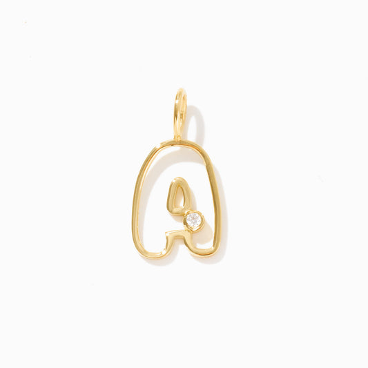 Diamond Letter A Charm in 14k Solid Gold