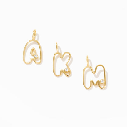 Diamond Letter A Charm in 14k Solid Gold