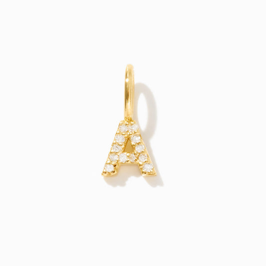 Diamond Letter A Charm in 14k Solid Gold