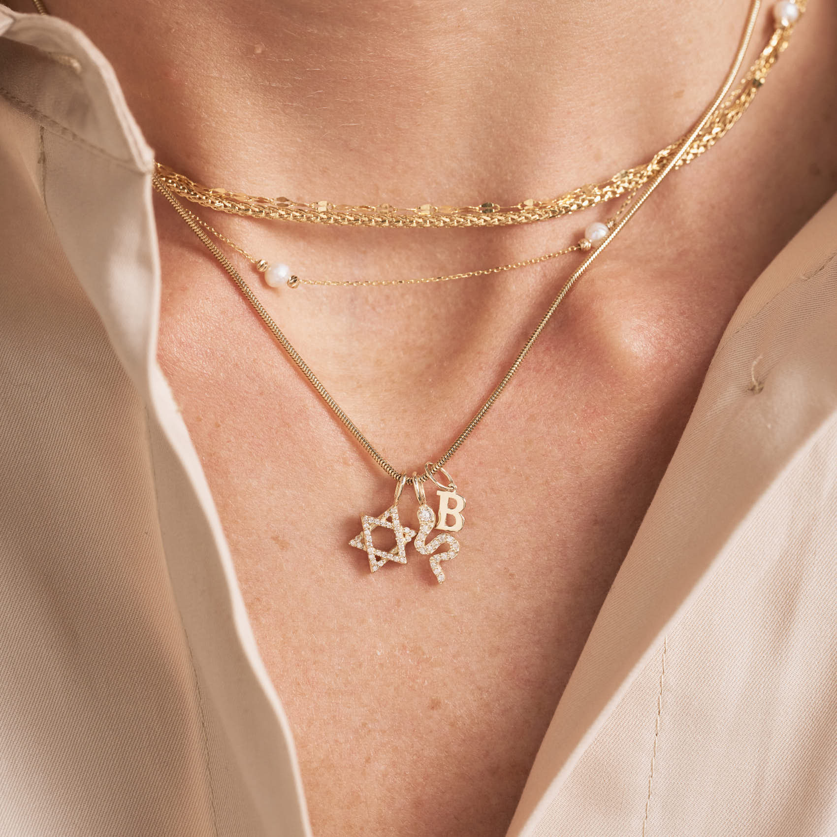 Diamond Star of David Charm