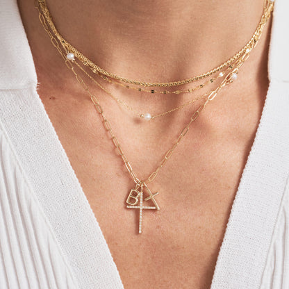 Diamond Cross Charm in 14k Solid Gold