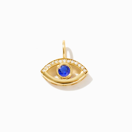 Diamond Evil Eye Charm in 14k Solid Gold