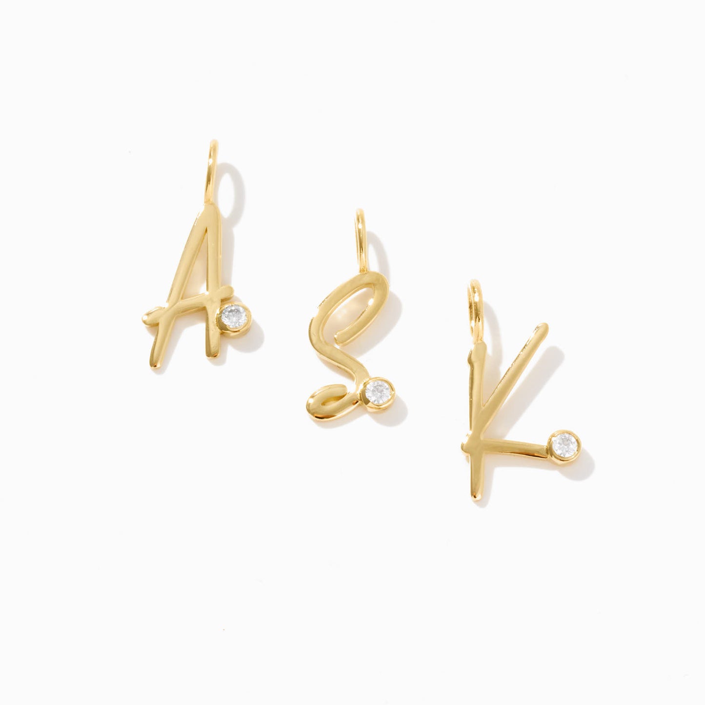 Diamond Letter Charm in 14k Solid Gold